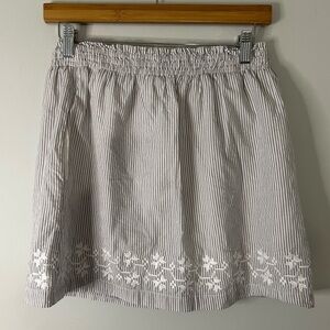 Striped Embroidered Mini Skirt - White/Grey